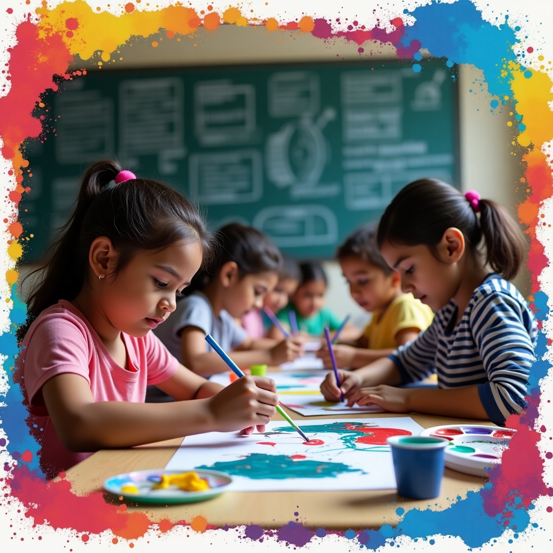Children learning in colorful classroom at Brainy Pals